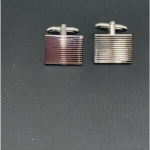 Vintage RKS Signed Silver Tone Etched Cuff Links Classic